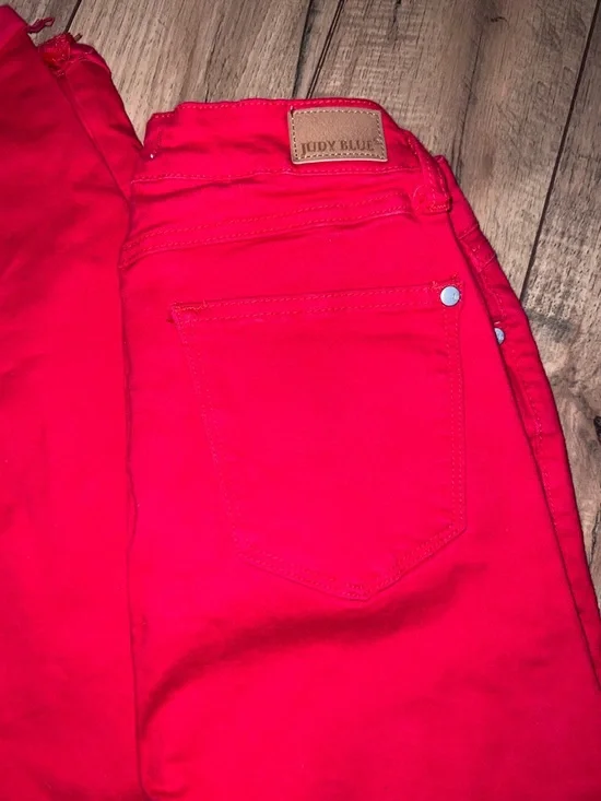 Judy Blue Red Flare Wide Leg Jeans - Picture 4 of 8